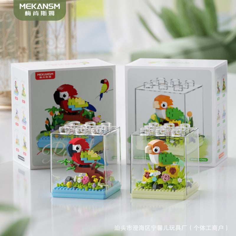 Mekensm 396-399 Parrot Flower Honey Series Children'S Educational Assembly Micro Particle Building Block Toy Ornament - Image 5